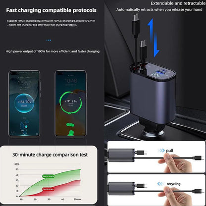 4-in-1 Retractable Car Charger