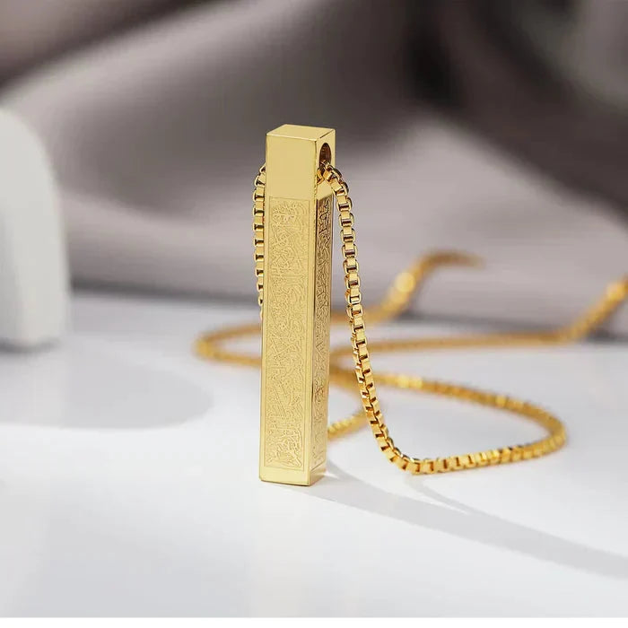 Islamic Gold-Tone Bar Pendant Necklace