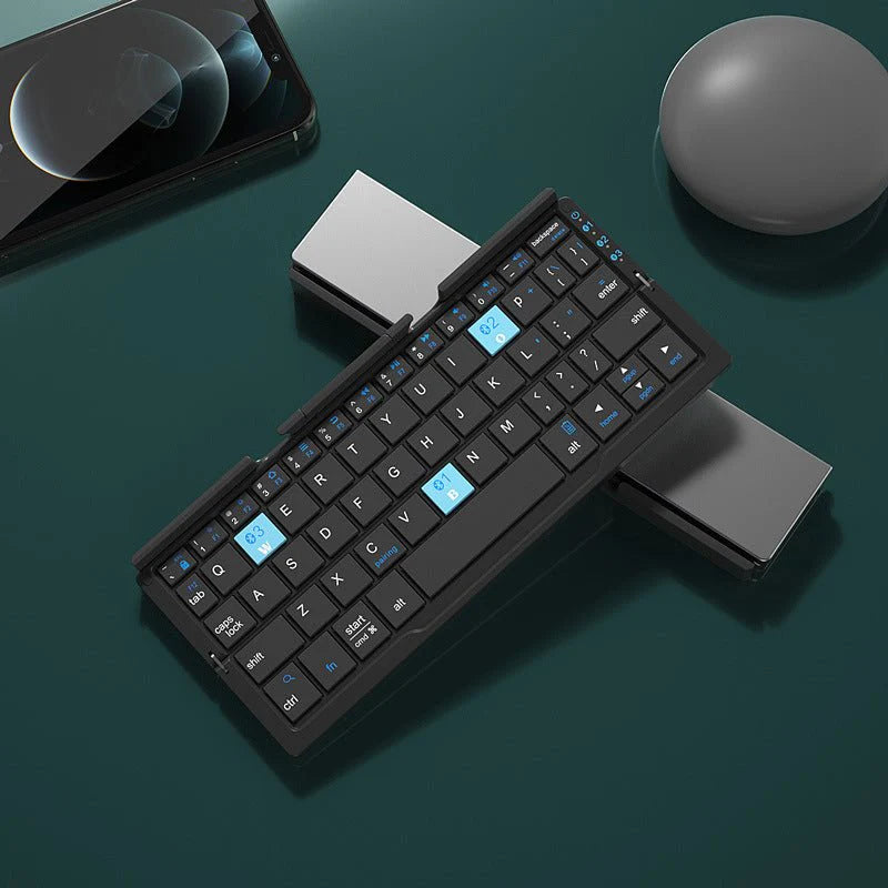 Ultra-Slim Tri-Device Bluetooth Keyboard with Foldable Stand